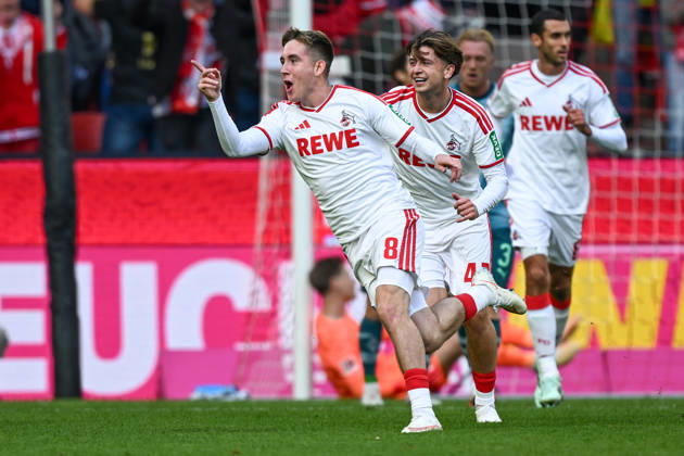 Isak Johannesson (Koeln 8) jubelt nach dem Tor zum 1:0 11.10.2026 ¢ Fussball ¢ 1. FC Koeln vs Borussia Moenchengladbach, RheinEnergieStadion, Koeln, DFB DFL REGULATIONS PROHIBIT ANY USE OF PHOTOGRAPHS AS IMAGE SEQUENCES AND OR QUASI-VIDEO NRW Germany