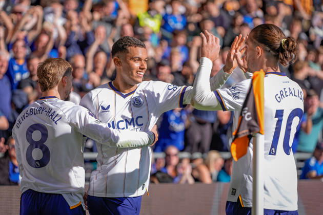 Premier League: Hull City v Everton Brennan Johnson of Everton celebrates his disallowed goal to make it 0-0 during the Premier League match Hull City vs Everton at MKM Stadium, Hull, United Kingdom on 11 October 2026 (Photo by Maynard Manyowa News Images) Hull MKM Stadium East Riding of Yorkshire United Kingdom Copyright: xMaynardxManyowa NewsxImagesx