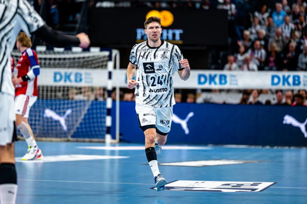 11.10.2026, xdobgx, Handball Opel HBL, THW Kiel - Handball Club Hamburg v.l. Lukas Zerbe (Kiel, 24) Jubel, Torjubel, jubelt ueber das Tor, celebrate the goal, celebration Kiel