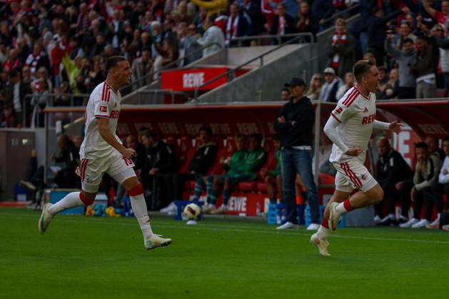 11.10.2026, GER, Fussball, Herren, Bundesliga , 1. Bundesliga, Saison 2026 2027, 1. FC Köln - VfL Borussia Mönchengladbach Ãsak Johannesson (KOE) Torjubel, jubelt nach seinem Treffer zum 1:0 Copyright: xSvenxHanischx