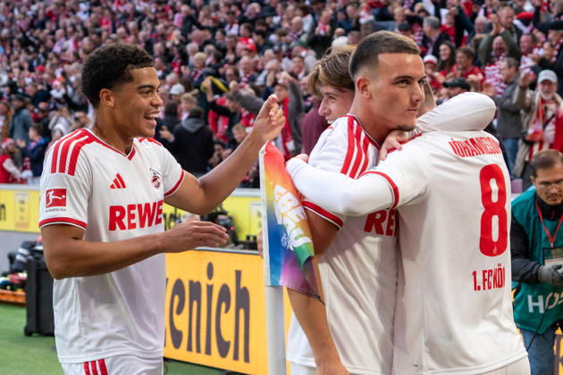 Deutschland: 1.Bundesliga 2026 2027, 5. Spieltag, 1.FC Köln vs Borussia Mönchengladbach, Sonntag, 11.10.2026 RheinEnergie-Stadion (Köln-Nordrhein-Westfalen): Tor und Torjubel zum 1:0 durch Isak Johannesson (1.FC Köln, 8). Freude, Emotionen, Jubel mit Saöd El Mala (1.FC Köln, 10) Köln RheinEnergier-Stadion, Köln Deutschland Copyright: xOrhanxHabashx