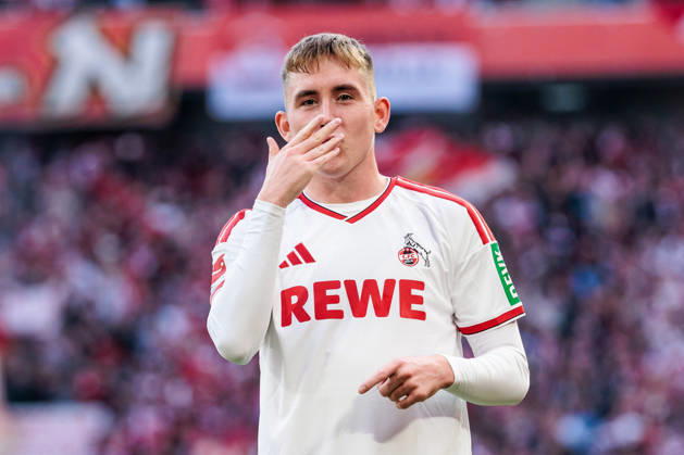 KOELN, GERMANY - OCTOBER 11: Isak Johannesson (1. FC Koeln, 8) celebrates scoring the 1:0 goal during the Bundesliga match between 1. FC Koeln vs. Borussia Moenchengladbach at Rheinenergie-Stadion on matchday 5 of the 1. Bundesliga on October 11, 2026 in Koeln, Germany. DFL REGULATIONS PROHIBIT ANY USE OF PHOTOGRAPHS AS IMAGE SEQUENCES AND OR QUASI-VIDEO. North Rhine Westphalia Germany Copyright: xSteffiexWunderlx
