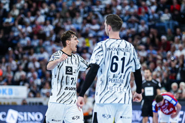Torjubel Julian Köster (THW Kiel, 07) GER, THW Kiel vs. Handball Club Hamburg, Handball, 1. Bundesliga, Spieltag 8, Saison 2026 2027, 11.10.2026 GER, THW Kiel vs. Handball Club Hamburg, Handball, 1. Bundesliga, Spieltag 8, Saison 2026 2027, 11.10.2026 Kiel Copyright: xEibner-Pressefoto MarcelxvonxFehrnx EP_MFN