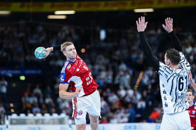 Wurf Tor Oliver Norlyk (Handball Club Hamburg, 05) GER, THW Kiel vs. Handball Club Hamburg, Handball, 1. Bundesliga, Spieltag 8, Saison 2026 2027, 11.10.2026 GER, THW Kiel vs. Handball Club Hamburg, Handball, 1. Bundesliga, Spieltag 8, Saison 2026 2027, 11.10.2026 Kiel Copyright: xEibner-Pressefoto MarcelxvonxFehrnx EP_MFN