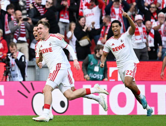 11.10.2026, xophax, Fussball 1.Bundesliga, 1.FC Koeln - Borussia Mönchengladbach . 1 zu 0 für den 1.FC Köln. V.l.n.rechts : Said El Mala , Torschütze Isak Johannesson , Jahmai Simpson-Pusey ( alle 1.FC Köln ) Koeln