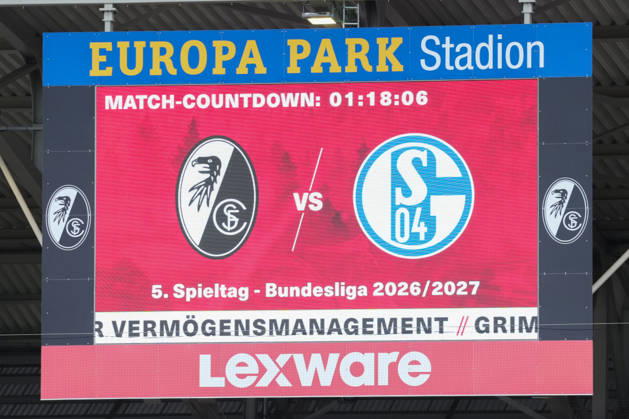 1. Bundesliga: SC Freiburg vs FC Schalke 04, 11.10.2026 Anzeigetafel mit Match-Countdown 1. Bundesliga: SC Freiburg vs FC Schalke 04, Europa-Park-Stadion, 11.10.2026 DFB DFL REGULATIONS PROHIBIT ANY USE OF PHOTOGRAPHS AS IMAGE SEQUENCES AND OR QUASI-VIDEO. Copyright: xBEAUTIFULxSPORTS Boscox