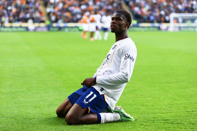 KINGSTON UPON HULL, ENGLAND, OCTOBER 11: Thierno Barry of Everton FC celebrates scoring his teams second goal during a Premier League 2026-27 match between Hull City and Everton FC at the MKM Stadium on October 11, 2026 in Kingston Upon Hull, England. (Photo by Zach Forster Sports Press Photo) Copyright: xZachxForster SportsxPressxPhotox Sportspressphoto_SPR252436