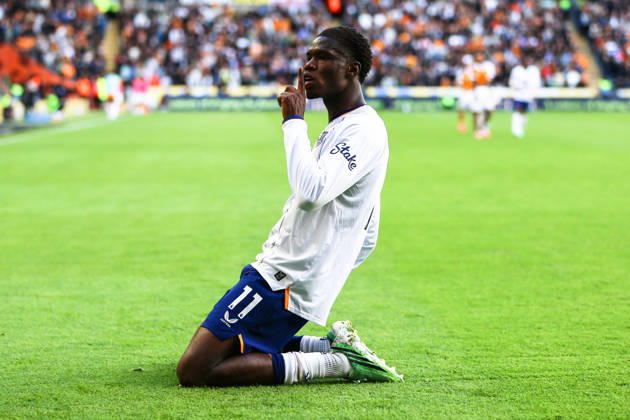 KINGSTON UPON HULL, ENGLAND, OCTOBER 11: Thierno Barry of Everton FC celebrates scoring his teams second goal during a Premier League 2026-27 match between Hull City and Everton FC at the MKM Stadium on October 11, 2026 in Kingston Upon Hull, England. (Photo by Zach Forster Sports Press Photo) Copyright: xZachxForster SportsxPressxPhotox Sportspressphoto_SPR252437