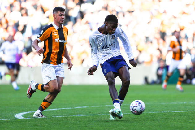 KINGSTON UPON HULL, ENGLAND, OCTOBER 11: Thierno Barry of Everton FC scores his teams second goal during a Premier League 2026-27 match between Hull City and Everton FC at the MKM Stadium on October 11, 2026 in Kingston Upon Hull, England. (Photo by Zach Forster Sports Press Photo) Copyright: xZachxForster SportsxPressxPhotox Sportspressphoto_SPR252438
