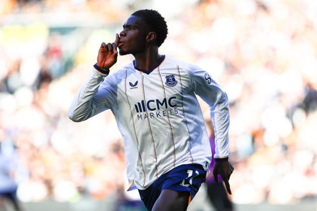 KINGSTON UPON HULL, ENGLAND, OCTOBER 11: Thierno Barry of Everton FC celebrates scoring his teams second goal during a Premier League 2026-27 match between Hull City and Everton FC at the MKM Stadium on October 11, 2026 in Kingston Upon Hull, England. (Photo by Zach Forster Sports Press Photo) Copyright: xZachxForster SportsxPressxPhotox Sportspressphoto_SPR252439