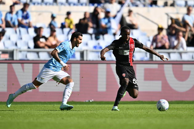 IPA89552573 - Mattia Zaccagni of S.S. Lazio and Eddy Kouadio of A.C. Monza are in action during Matchday 6 of the Serie A Championship between S.S. Lazio and A.C. Monza at the Olympic Stadium on October 11, 2026, in Rome, Italy.  Copyright: xDomenicoxCippitelli IPAxSportx xx IPA89552573