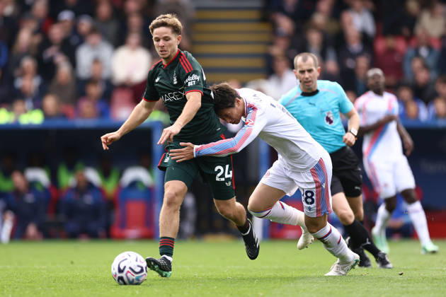 Crystal Palace v Nottingham Forest 11 October 2026, London - Premier League Football - Crystal Palace v Nottingham Forest - James McAtee of Nottingham Forest and Daichi Kamada of Crystal Palace - Photo: Jacques Feeney Offside. London UK Copyright: xJacquesxFeeneyx xOffsidexOffside
