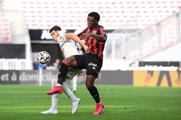 OGC Nice v RC Strasbourg Alsace - Ligue 1 McDonald s 2026 2027 Giovanni REYNA of RC Strasbourg and Youssouf NDAYISHIMIYE of Nice during Ligue 1 McDonald s match between Nice and Strasbourg at Allianz Riviera Stadium on October 11, 2026 in Nice, France. Nice France  Copyright: xIconxSportx 776573383
