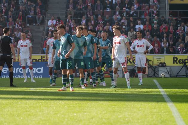 Marius Buelter, Sturm, (1.FC Koeln 30), Ellyes Skhiri, Mittelfeld, (1.FC Koeln 6), , 1. FC Koeln vs. Borussia Moenchengladbach, Fussball, 1. Bundesliga, 5. Spieltag, 11.10.2026 DFB DFL regulations prohibit any use of photographs as image sequences and or quasi-video Koeln Nordrhein-Westfalen Deutschland