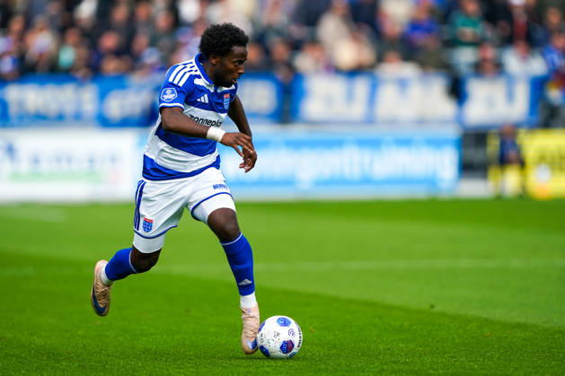 2026-10-11 VriendenLoterij Eredivisie: PEC Zwolle v SC Cambuur ZWOLLE, NETHERLANDS - OCTOBER 11: Dylan Mbayo of PEC Zwolle during the VriendenLoterij Eredivisie match between PEC Zwolle and SC Cambuur at Mac3Park Stadion on October 11, 2026 in Zwolle, Netherlands. Zwolle Mac3Park Stadion Netherlands Content not available for redistribution in The Netherlands directly or indirectly through any third parties. Copyright: xAndrexWeeningx