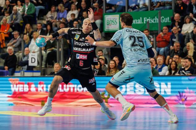 11.10.2026 - Handball - 1. Bundesliga OPEL HBL - Saison 2026 2027 - 08. Spieltag: HC Erlangen Metropolregion Nürnberg HCE - MT Melsungen - DaMa - xdaxmax - Marek Nissen (6, HC Erlangen HCE ) Olle Forsell Schefvert (25, MT Melsungen )