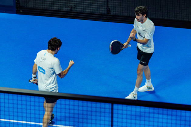 DÜSSELDORF, GERMANY - 11 OCTOBER 2026: Image shows the celebration of Franco Stupaczuk (ARG) and Jon Sanz (ESP) during CUPRA Germany Premier Padel P2 2026 Day 8: Finals at CASTELLO Düsseldorf on 11 10 2026 in Düsseldorf, Germany. Germany Copyright: xFröhlichxPascalx