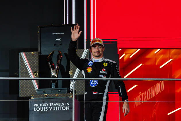 2026 Formula 1 Singapore Grand Prix - Podium CHARLES LECLERC (MON) of Scuderia Ferrari HP LV Trunk Podium on SUNDAY during the 2026 FORMULA 1 SINGAPORE AIRLINES SINGAPORE GRAND PRIX 2026 at MARINA BAY STREET CIRCUIT SINGAPORE on October 11, 2026. Photo by Tan Jun Da ABACAPRESS.COM Singapore Singapore Copyright: xJunxDaxTan ABACAx