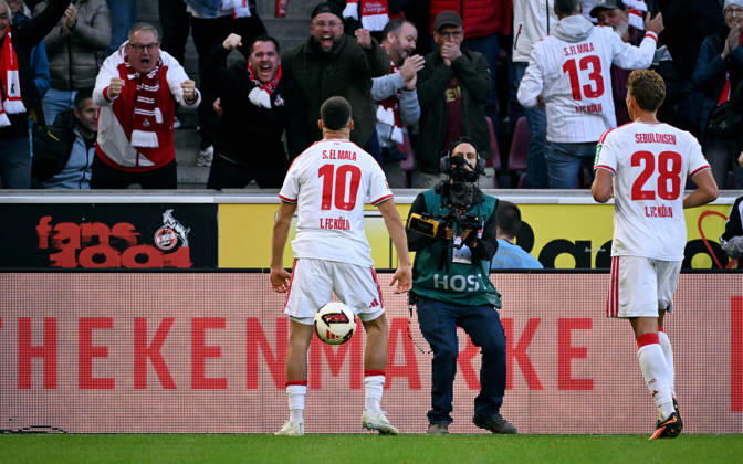 Cologne, Germany, 1. Bundesliga, Matchday 5, Rhein-Energie-Stadium Cologne, 1. FC Köln vs Bor. Mönchengladbach; Said El Mala (FC) celebrates after scoring. Celebration, Joy, Action.