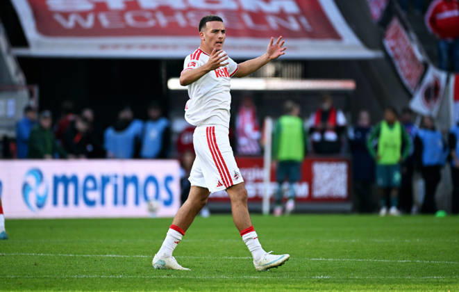 Cologne, Germany, 1. Bundesliga, Matchday 5, Rhein-Energie-Stadium Cologne, 1. FC Köln vs Bor. Mönchengladbach; Said El Mala (FC) celebrates after scoring. Celebration, Joy, Action.