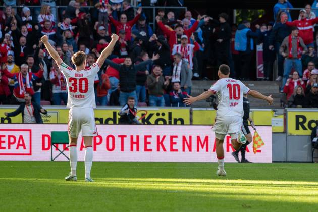 Said El-Mala, Mittelfeld, (1.FC Koeln 10), beim Jubel nach dem 2:1, 1. FC Koeln vs. Borussia Moenchengladbach, Fussball, 1. Bundesliga, 5. Spieltag, 11.10.2026 DFB DFL regulations prohibit any use of photographs as image sequences and or quasi-video Koeln Nordrhein-Westfalen Deutschland
