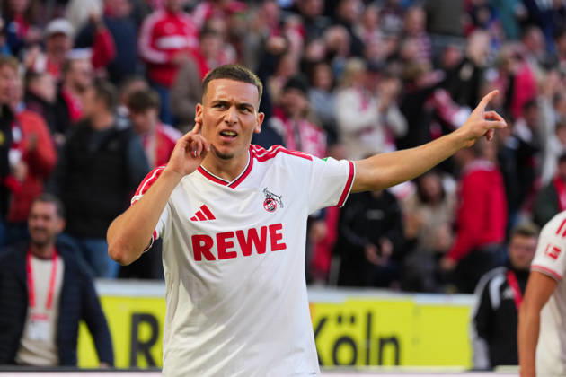 11.10.2026, xydrx, Herren, Fußball, 1.Bundesliga, 1.FC Köln - Borussia Mönchengladbach, Saison 2026 2027, RheinEnergieSTADION: Torjubel nach dem Tor zum 2:1 für den 1.FC Köln durch Torschütze Said El Mala (1.FC Köln, 10) DFB regulations prohibit any use of photographs as image sequences and or quasi-video. Copyright: HMBxMedia YannisxDreimann