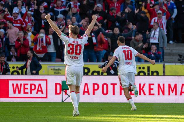 Said El-Mala, Mittelfeld, (1.FC Koeln 10), beim Jubel nach dem 2:1, 1. FC Koeln vs. Borussia Moenchengladbach, Fussball, 1. Bundesliga, 5. Spieltag, 11.10.2026 DFB DFL regulations prohibit any use of photographs as image sequences and or quasi-video Koeln Nordrhein-Westfalen Deutschland