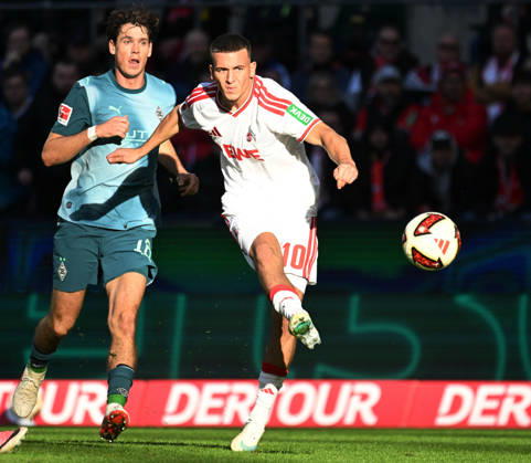 11.10.2026, xophax, Fussball 1.Bundesliga, 1.FC Koeln - Borussia Mönchengladbach . Said El Mala ( 1.FC Köln ) , rechts erzielt das 2 zu 1 . Links Philipp Sander ( Mönchengladbach ) Koeln