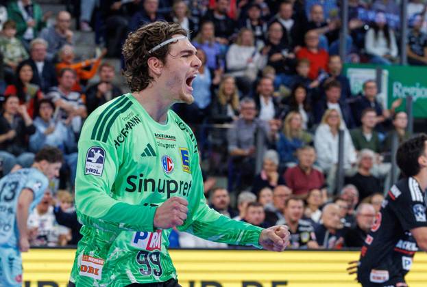 11.10.2026 - Handball - 1. Bundesliga OPEL HBL - Saison 2026 2027 - 08. Spieltag: HC Erlangen Metropolregion Nürnberg HCE - MT Melsungen - DaMa - xdaxmax - Tin Herceg (99, HC Erlangen HCE ) ballt Faust Fäuste freut sich Freude