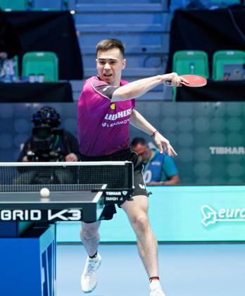 Kay Stumper Post SV Muelhausen Germany (foto-ms1291b) at the 2026 European Table tennis, Tischtennis Championships in Ljubljana LJUBLJANA, SLOVENIA - 11 OCTOBER 2026: Kay Stumper Post SV Muelhausen Germany (foto-ms1291b) in action at the European Table Tennis Championships in Stozice Arena, Ljubljana, Slovenia (Photo by Manfred Schillings) Ljubljana Stozice Arena Slovenia