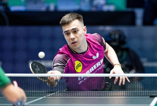 Kay Stumper Post SV Muelhausen Germany (foto-ms1295b) at the 2026 European Table tennis, Tischtennis Championships in Ljubljana LJUBLJANA, SLOVENIA - 11 OCTOBER 2026: Kay Stumper Post SV Muelhausen Germany (foto-ms1295b) in action at the European Table Tennis Championships in Stozice Arena, Ljubljana, Slovenia (Photo by Manfred Schillings) Ljubljana Stozice Arena Slovenia
