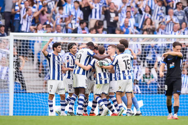 October 11, 2026, San Sebastian, Guipuzcoa, Spain: Arsen Zakharyan of Real Sociedad celebrates after scoring the team s second goal during the LaLiga EA Sports match between Real Sociedad and RC Deportivo de A Coruna at Anoeta on October 11, 2026, in San Sebastian, Spain. Real Sociedad V RC Deportivo De La Coruna - La Liga EA Sports  - ZUMAa181 20261011_zaa_a181_125 Copyright: xRicardoxLarreinax