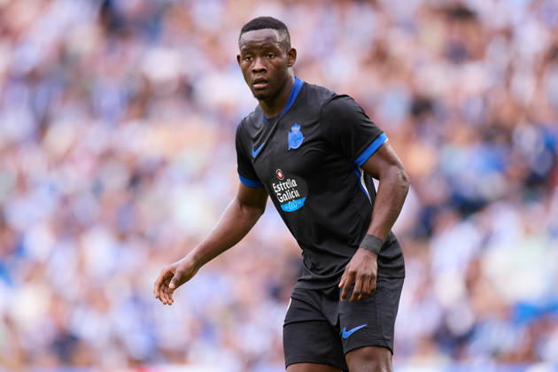 October 11, 2026, San Sebastian, Guipuzcoa, Spain: Bil Nsongo of RC Deportivo de A Coruna looks on during the LaLiga EA Sports match between Real Sociedad and RC Deportivo de A Coruna at Anoeta on October 11, 2026, in San Sebastian, Spain. San Sebastian Spain - ZUMAa181 20261011_zaa_a181_130 Copyright: xRicardoxLarreinax