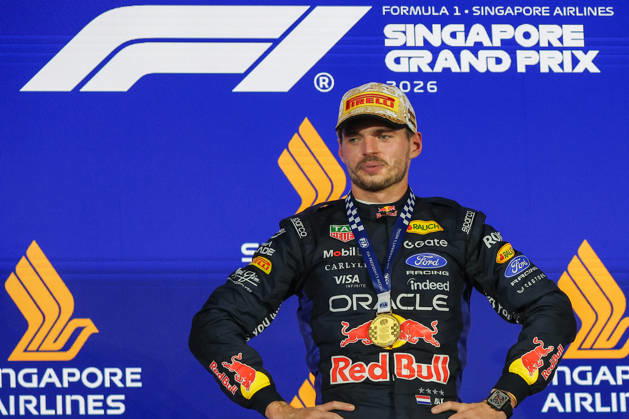 Max Verstappen wins 2026 Formula 1 Singapore Grand Prix SINGAPORE - OCT 11: Red Bull Racing driver Max Verstappen celebrates on the podium after winning the Formula 1 Singapore Grand Prix at the Marina Bay Street Circuit in Singapore on October 11, 2026. Daniel Ceng Anadolu Singapore Singapore. Editorial use only. Please get in touch for any other usage.  Copyright: x2026xAnadoluxDanielxCengx
