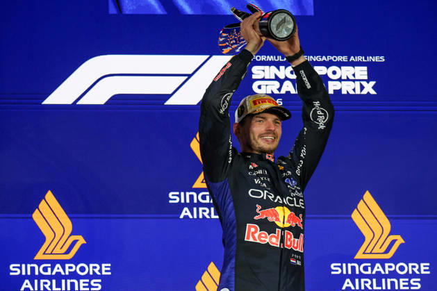 Max Verstappen wins 2026 Formula 1 Singapore Grand Prix SINGAPORE - OCT 11: Red Bull Racing driver Max Verstappen celebrates on the podium after winning the Formula 1 Singapore Grand Prix at the Marina Bay Street Circuit in Singapore on October 11, 2026. Daniel Ceng Anadolu Singapore Singapore. Editorial use only. Please get in touch for any other usage.  Copyright: x2026xAnadoluxDanielxCengx