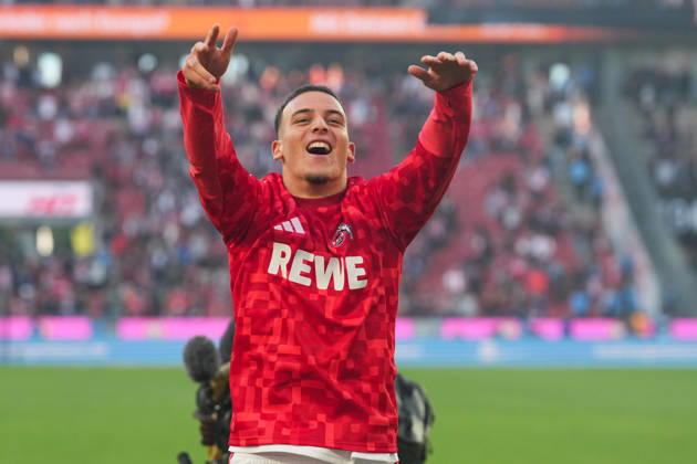 11.10.2026, xydrx, Herren, Fußball, 1.Bundesliga, 1.FC Köln - Borussia Mönchengladbach, Saison 2026 2027, RheinEnergieSTADION: Said El Mala (1.FC Köln, 10) bejubelt den Sieg DFB regulations prohibit any use of photographs as image sequences and or quasi-video. Copyright: HMBxMedia YannisxDreimann