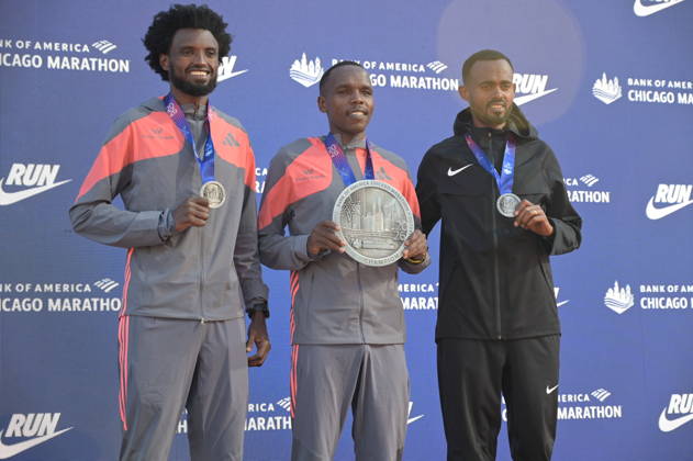 Chicago Marathon 2026 CHICAGO, ILLINOIS - OCTOBER 11: Kenyan runner Amos Kipruto wins the men s professional division at the 48th Bank of America Chicago Marathon in Chicago, United States on October 11, 2026. Over 55,000 participants competed on the 26.2-mile course starting and finishing in Grant Park. Ethiopian runner Tadese Bikila took silver medal and Ethiopian runner Mikesa Mengesha took the bronze medal. Jacek Boczarski Anadolu Chicago United States. Editorial use only. Please get in touch for any other usage.  Copyright: x2026xAnadoluxJacekxBoczarskix