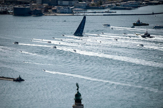 Barcolana 58 Regatta in Trieste TRIESTE, ITALY - OCTOBER 11: Support boats are seen escorting ARCA in Trieste, Italy on October 11, 2026. The 58th edition of the Barcolana sailing regatta was held in the Gulf of Trieste, bringing together 1,885 professional and amateur sailing boats for the largest sailing competition in the world. The Barcolana Autumn Cup was won by Furio Benussi aboard ARCA SGR with a time of 1 hour, 5 minutes, and 9 seconds. Valeria Ferraro Anadolu Trieste Spain. Editorial use only. Please get in touch for any other usage.  Copyright: x2026xAnadoluxValeriaxFerrarox