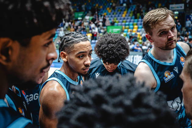 11.10.2026, xhfmx, Basketball easyCredit BBL Bundesliga, Frankfurt Skyliners - Veolia Towers Hamburg v.l. Roman Bedime (Skyliners Frankfurt), Judah Mintz (Skyliners Frankfurt). Jamie Edoka (Skyliners Frankfurt). Till Pape (Skyliners Frankfurt) Frankfurt am Main