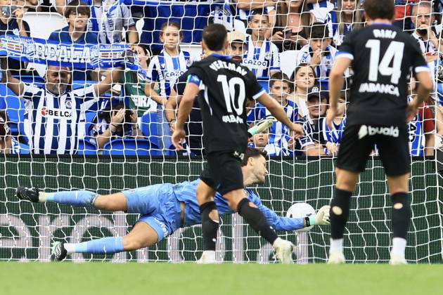 ESP: LaLiga EASports Real Sociedad - RC Deportivo La Coruna Yeremay Hernandez of RC Deportivo scores goal and celebrates during LaLiga EA Sports match between Real Sociedad - RC Deportivo played at Anoeta Stadium in Gipuzcoa on October 11, 2026 in Spain Spain Futbol Copyright: xAgenciaxLOFx