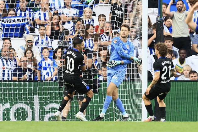 ESP: LaLiga EASports Real Sociedad - RC Deportivo La Coruna Yeremay Hernandez of RC Deportivo scores goal and celebrates during LaLiga EA Sports match between Real Sociedad - RC Deportivo played at Anoeta Stadium in Gipuzcoa on October 11, 2026 in Spain Spain Futbol Copyright: xAgenciaxLOFx