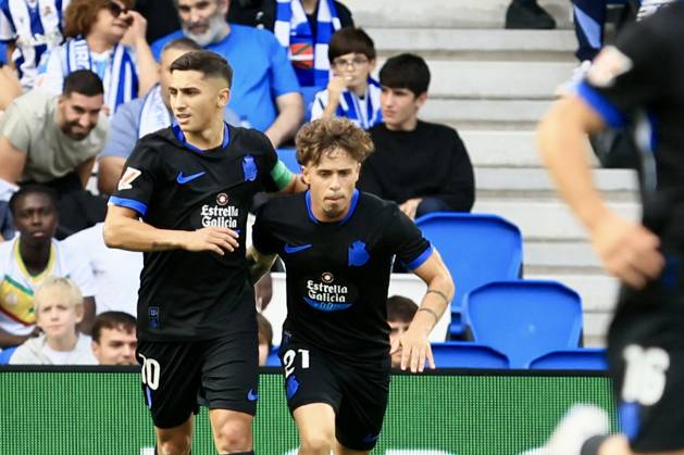 ESP: LaLiga EASports Real Sociedad - RC Deportivo La Coruna Yeremay Hernandez of RC Deportivo scores goal and celebrates during LaLiga EA Sports match between Real Sociedad - RC Deportivo played at Anoeta Stadium in Gipuzcoa on October 11, 2026 in Spain Spain Futbol Copyright: xAgenciaxLOFx