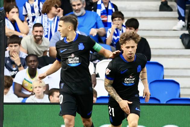 ESP: LaLiga EASports Real Sociedad - RC Deportivo La Coruna Yeremay Hernandez of RC Deportivo scores goal and celebrates during LaLiga EA Sports match between Real Sociedad - RC Deportivo played at Anoeta Stadium in Gipuzcoa on October 11, 2026 in Spain Spain Futbol Copyright: xAgenciaxLOFx