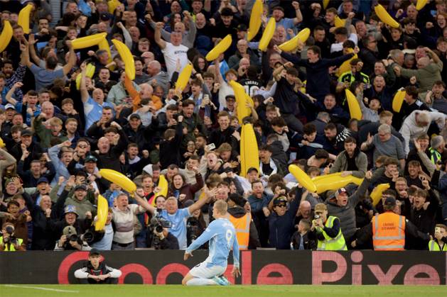 RECORD DATE NOT STATED Football - FA Premier League - Liverpool FC v Manchester City FC LIVERPOOL, ENGLAND - Sunday, October 11, 2026: Manchester City s Erling Haaland celebrates after scoring the first goal during the FA Premier League match between Liverpool FC and Manchester City FC at Anfield. (Photo by David Rawcliffe Propaganda) LIVERPOOL Anfield MERSEYSIDE ENGLAND  Copyright: xDavidxRawcliffex 2026-10-11-Liverpool_v_Man_City-085