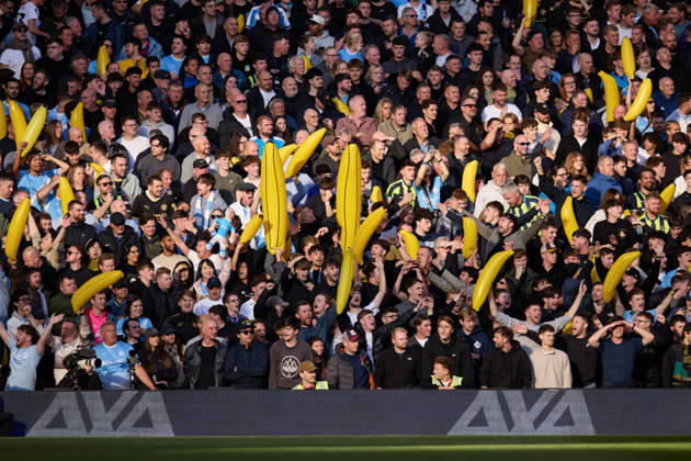 LIVERPOOL, ENGLAND - OCTOBER 11: Fans of Manchester City cheer in the stands during the Premier League 2026 27 football match between Liverpool FC and Manchester City at Anfield on October 11, 2026 in Liverpool, England. (Photo by Koby Abbott Sports Press Photo) Copyright: xKobyxAbbott SportsxPressxPhotox Sportspressphoto_SPR252472