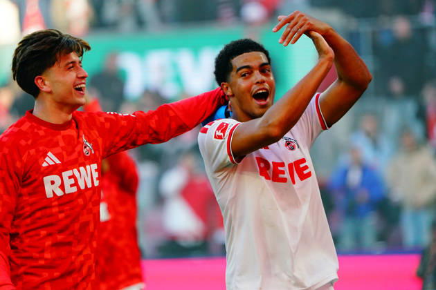 Köln, Fussball, 1.BL saison 2026 2027 1.FC Köln vs Borussia Mönchengladbach , 11.10.2026, Rheinenergiestadion Köln Mikey Moore, Jahmai Simpson-Pusey. FC Köln ,