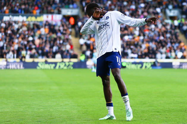 KINGSTON UPON HULL, ENGLAND, OCTOBER 11: Thierno Barry of Everton FC celebrates scoring his teams second goal during a Premier League 2026-27 match between Hull City and Everton FC at the MKM Stadium on October 11, 2026 in Kingston Upon Hull, England. (Photo by Zach Forster Sports Press Photo) Copyright: xZachxForster SportsxPressxPhotox Sportspressphoto_SPR252538