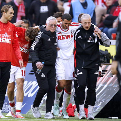 SKHIRI Ellyes Team 1.FC Koeln verletzt DFL Fussball Bundesliga Saison 2026 - 2027 Spiel 1.FC Koeln - Borussia Moenchengladbach 2 : 1 am 11. 10 . 2026 in Koeln DFL REGULATIONS PROHIBIT ANY USE OF PHOTOGRAPHS as IMAGE SEQUENCES and or QUASI-VIDEO Copyright: xLacixPerenyix