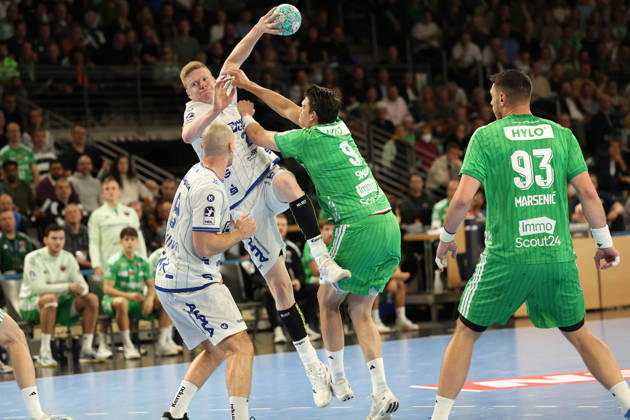 11.10.2026, xBHAx, Handball, Opel HBL, Saison 2026 2027, 1.HBL, Füchse Berlin - TBV Lemgo Lippe, Max-Schmeling-Halle: Niels Gerardus Versteijnen (TBV Lemgo Lippe, 25) im Angriff Berlin Deutschkand