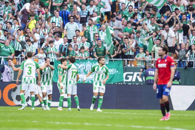 October 11, 2026, Sevilla, Sevilla, Spain: Abde Ezzalzouli of Real Betis Balompie celebrates a goal during the Spanish league, LaLiga EA Sports, football match played between Real Betis and CA Osasuna at La Cartuja stadium on October 11, 2026, in Sevilla, Spain. Real Betis V CA Osasuna - LaLiga EA Sports  - ZUMAa181 20261011_zaa_a181_242 Copyright: xJoaquinxCorcherox